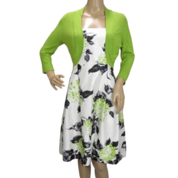 Laura Petites Floral Dress with Lime Green Bolero - Picture 1 of 9